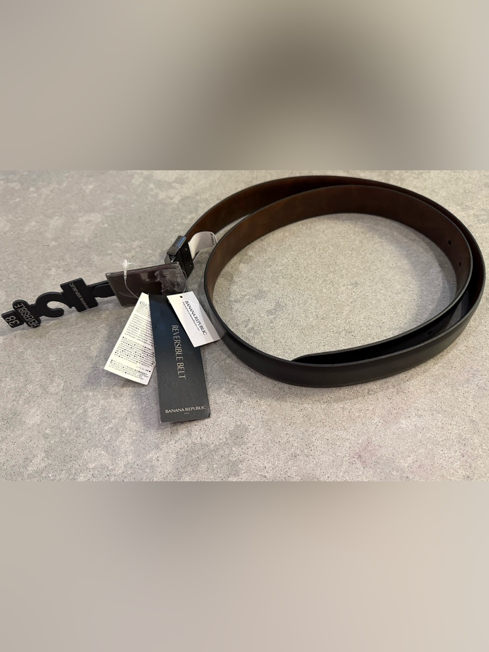 Banana Republic Reversible Men's Leather Belt - Black/Brown Size 38